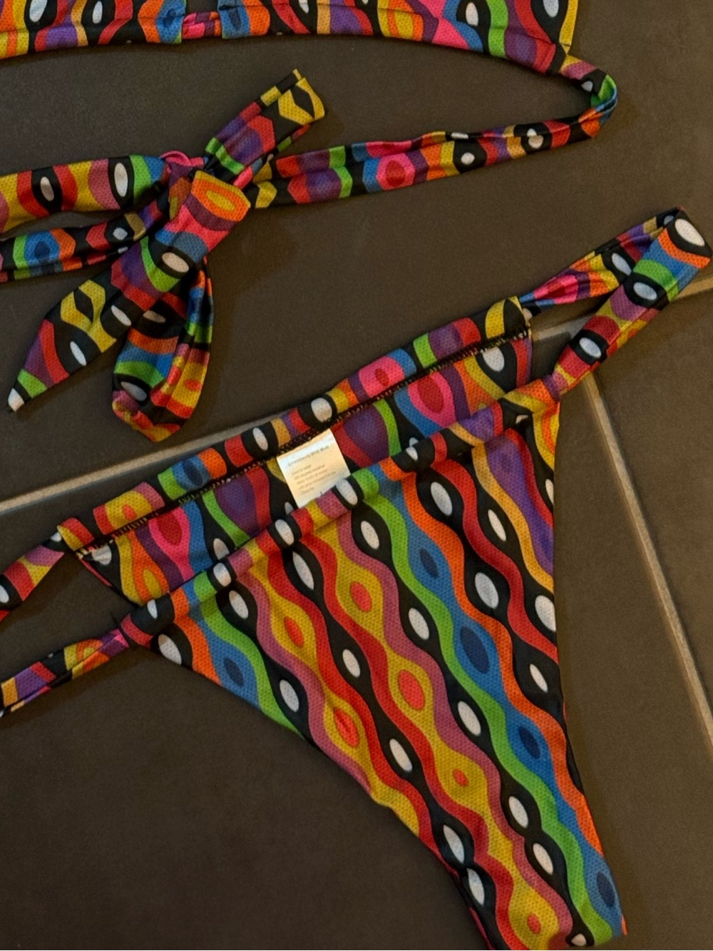 Strawberry Milk Mob Psychedelic Wavy Cutout Cheeky Bikini Bottoms L